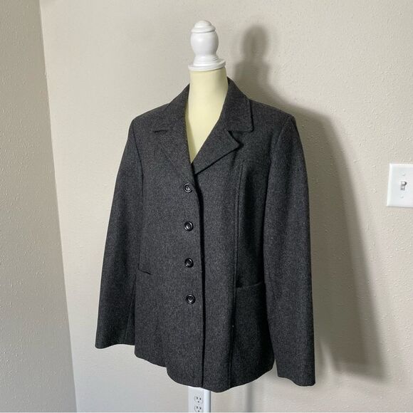 Izzi Collections Charcoal Gray 100% Wool Pea Coat Women's Size Large - Picture 11 of 16